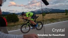  Presentation with road bike - Audience pleasing presentation theme consisting of cinematographer-with-professional-cinema-camera backdrop and a dark gray colored foreground