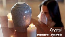  Presentation with funeral candle - PPT layouts enhanced with cinerary urn crying at funeral background and a tawny brown colored foreground