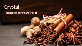  Presentation with cinnamon - Presentation featuring cinnamon - assortment of spice background and a wine colored foreground