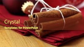  Presentation with cinnamon - Presentation theme having cinnamon-and-christmas-ball background and a tawny brown colored foreground