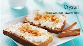  Presentation with cinnamon - PPT theme featuring cinnamon and sugar toast with cottage cheese background and a sky blue colored foreground