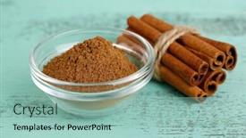  Presentation with cinnamon - Slides featuring cinnamon-bark-and-cinnamon-powder background and a mint green colored foreground