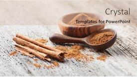  Presentation with cinnamon - Colorful presentation design enhanced with cinnamon-bark-with-powder backdrop and a soft green colored foreground