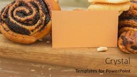  Presentation with business card - Slide deck having cinnamon-bun-and-other-dough background and a coral colored foreground