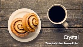  Presentation with cinnamon - Colorful slide deck enhanced with cinnamon buns and coffee backdrop and a tawny brown colored foreground