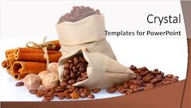  Presentation with cinnamon - Presentation theme with cinnamon coffee and nutmeg isolated on white background and a white colored foreground