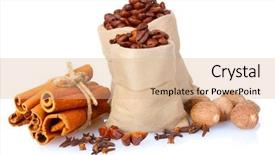  Presentation with coffee beans on a white - Beautiful PPT layouts featuring cinnamon coffee and nutmeg isolated backdrop and a  colored foreground