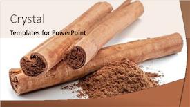  Presentation with cinnamon - Theme featuring cinnamon-dried-bark-strips background and a coral colored foreground