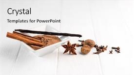  Presentation with vanilla - Amazing slide deck having cinnamon nutmeg and vanilla backdrop and a white colored foreground