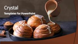  Presentation with condensed milk - Amazing PPT theme having cinnamon rolls with condensed milk backdrop and a tawny brown colored foreground