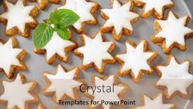  Presentation with cinnamon - Beautiful theme featuring cinnamon-star-cookies-glazed backdrop and a coral colored foreground