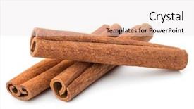  Presentation with cinnamon - Audience pleasing slide deck consisting of cinnamon stick spice isolated backdrop and a white colored foreground