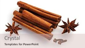  Presentation with cinnamon - Slides featuring cinnamon sticks and anise over white background background and a soft green colored foreground