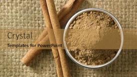  Presentation with cinnamon - Cool new PPT theme with cinnamon-sticks-and-cinnamon-powder backdrop and a gold colored foreground