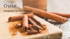  Presentation with cinnamon - Slide set with cinnamon sticks and milled cinnamon background and a coral colored foreground