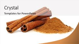  Presentation with cinnamon - Slide set consisting of cinnamon sticks and powder background and a light gray colored foreground
