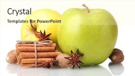  Presentation with cinnamon - Presentation theme having cinnamon sticks apples nutmeg and anise isolated on white background and a blonde colored foreground