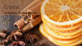  Presentation with citrus - Amazing theme having cinnamon sticks cloves anise stars and slices of dried citrus backdrop and a coral colored foreground