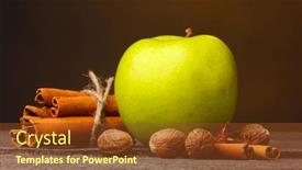  Presentation with pistachio texture nuts green fresh - Cool new presentation with cinnamon-sticks-green-apple backdrop and a tawny brown colored foreground