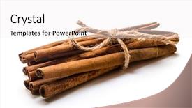  Presentation with cinnamon - PPT theme having cinnamon sticks isolated on white background and a white colored foreground