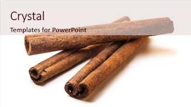  Presentation with cinnamon - Theme featuring cinnamon sticks isolated on white background and a lemonade colored foreground