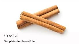  Presentation with cinnamon - PPT theme enhanced with cinnamon sticks isolated on white background and a white colored foreground