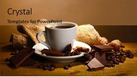  Presentation with chocolate nuts - Presentation featuring cinnamon sticks nuts and chocolate background and a coral colored foreground