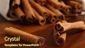  Presentation with cinnamon - Slide deck featuring cinnamon sticks on wood table background and a tawny brown colored foreground