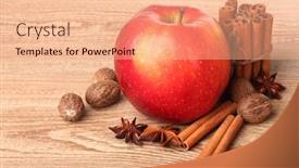  Presentation with red apple tree - Theme having cinnamon-sticks-red-apple-nutmeg background and a coral colored foreground