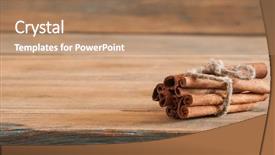  Presentation with cinnamon - Presentation design having cinnamon sticks tied with jute background and a coral colored foreground