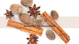  Presentation with cinnamon - Cool new slide set with cinnamon-sticks-whole-nutmeg backdrop and a coral colored foreground