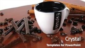  Presentation with coffee beans - PPT theme enhanced with cinnamon sticks with coffee beans background and a tawny brown colored foreground