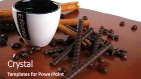  Presentation with coffee beans - Presentation theme having cinnamon sticks with coffee beans background and a tawny brown colored foreground