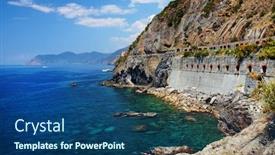  Presentation with europe - Colorful PPT theme enhanced with cinque-terre-coast-italy-europe backdrop and a ocean colored foreground