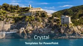  Presentation with coast - Presentation design featuring cinque-terre-coast-with-monterosso background and a ocean colored foreground