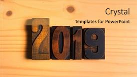  Presentation with 3d printing print concept metallic - Cool new slides with cipher - 2019 in vintage print letters backdrop and a yellow colored foreground