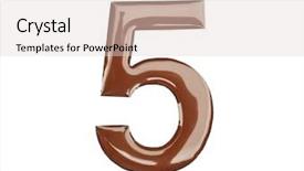  Presentation with white figure graphics - Slide set with cipher - chocolate figure five isolated background and a lemonade colored foreground