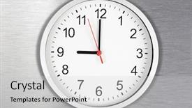  Presentation with classical - Colorful PPT layouts enhanced with cipher - classical clock on metal background backdrop and a light gray colored foreground