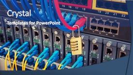  Presentation with data protection - Audience pleasing PPT theme consisting of cipher - network and data protection concept backdrop and a ocean colored foreground