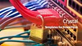 Presentation with data protection - Slides having cipher - network and data protection concept background and a crimson colored foreground