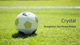  Presentation with soccer field - PPT layouts having circel shadow - close up of soccer ball background and a yellow colored foreground