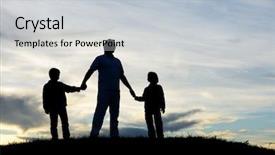  Presentation with meadow - Presentation design featuring circel shadow - father with sons playing background and a  colored foreground