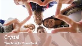  Presentation with victory team - Audience pleasing slide deck consisting of circle and showing victory backdrop and a  colored foreground