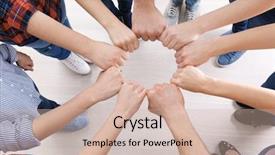  Presentation with people unity - Presentation theme with circle as symbol of unity background and a soft green colored foreground