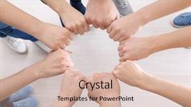  Presentation with people unity - Colorful PPT theme enhanced with circle as symbol of unity backdrop and a lemonade colored foreground