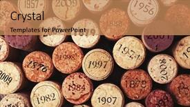  Presentation with wine - Presentation theme enhanced with circle date - wine corks background background and a coral colored foreground
