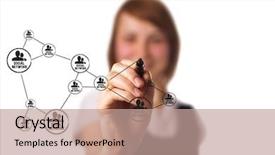  Presentation with network - Audience pleasing PPT layouts consisting of circle diagram - businessman drawing a social network backdrop and a coral colored foreground