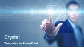  Presentation with virtual - PPT layouts enhanced with circle diagram - close up of businessman touching background and a ocean colored foreground