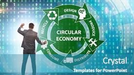  Presentation with economy - Beautiful presentation theme featuring circle diagram - concept of circular economy backdrop and a teal colored foreground