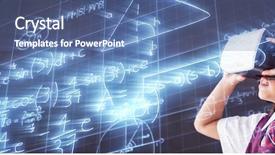  Presentation with virtual reality - Slides featuring circle diagram - low angle view of digitally background and a ocean colored foreground